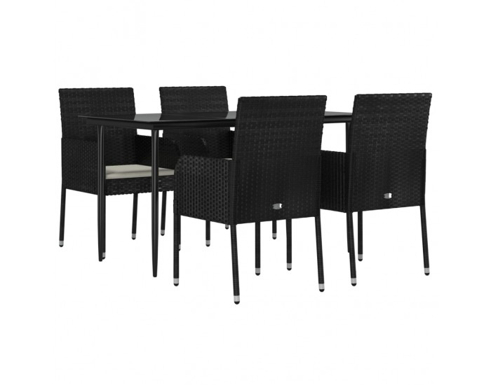 Sonata Set mobilier de grădină cu perne, 5 piese, negru, poliratan