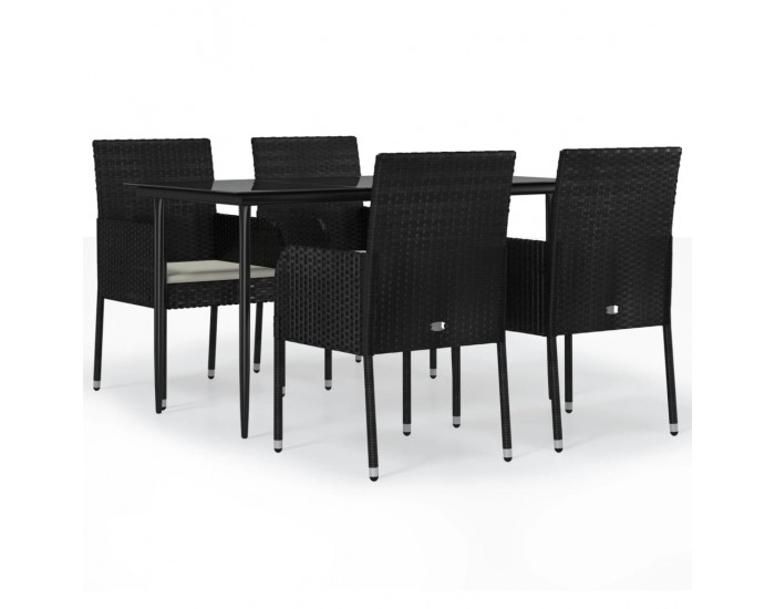 Sonata Set mobilier de grădină cu perne, 5 piese, negru, poliratan