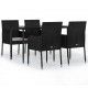 Sonata Set mobilier de grădină cu perne, 5 piese, negru, poliratan