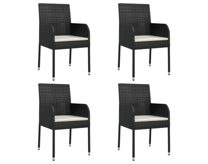 Sonata Set mobilier de grădină cu perne, 5 piese, negru, poliratan
