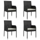 Sonata Set mobilier de grădină cu perne, 5 piese, negru, poliratan