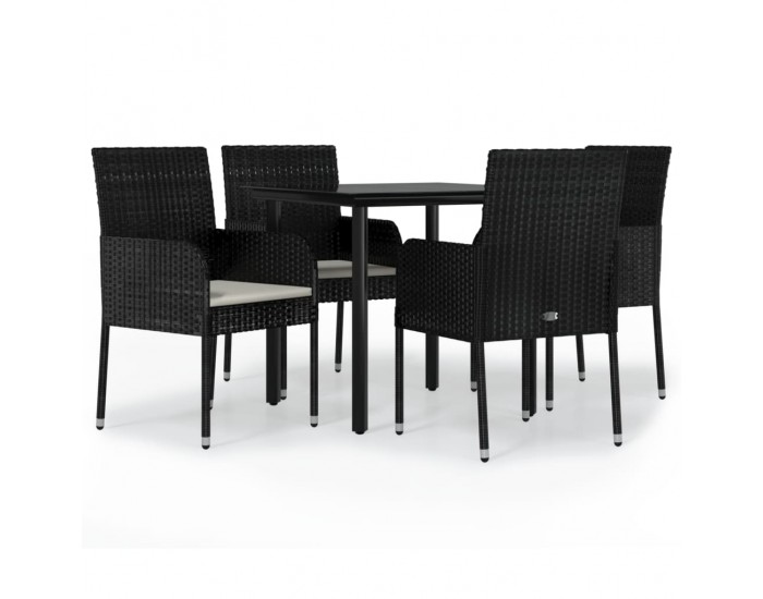 Sonata Set mobilier de grădină cu perne, 5 piese, negru, poliratan