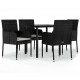 Sonata Set mobilier de grădină cu perne, 5 piese, negru, poliratan