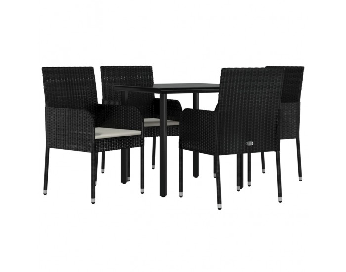 Sonata Set mobilier de grădină cu perne, 5 piese, negru, poliratan