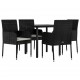Sonata Set mobilier de grădină cu perne, 5 piese, negru, poliratan