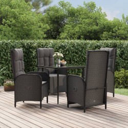 Sonata Set mobilier de grădină cu perne, 5 piese, negru, poliratan