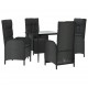 Sonata Set mobilier de grădină cu perne, 5 piese, negru, poliratan