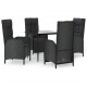 Sonata Set mobilier de grădină cu perne, 5 piese, negru, poliratan