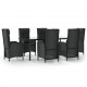 Sonata Set mobilier de grădină cu perne, 7 piese, negru, poliratan
