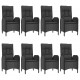 Sonata Set mobilier de grădină cu perne, 9 piese, negru, poliratan
