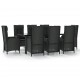 Sonata Set mobilier de grădină cu perne, 9 piese, negru, poliratan