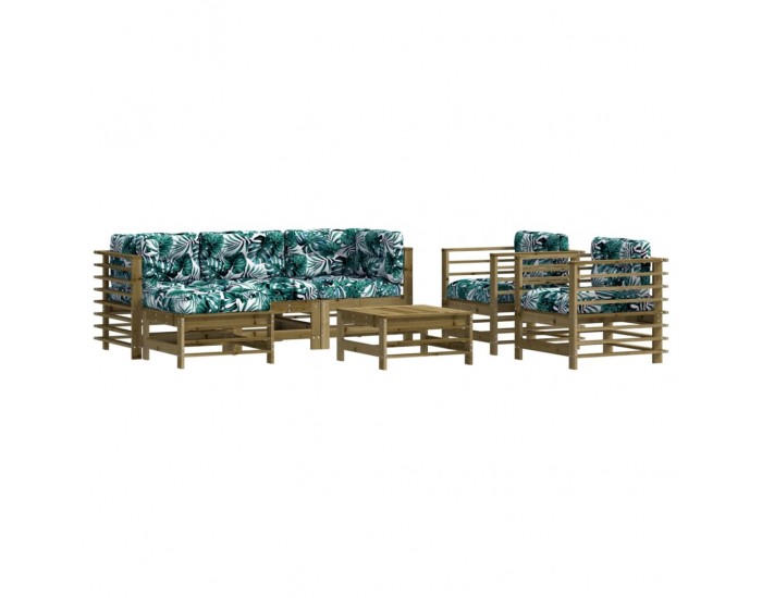 Sonata Set mobilier de grădină cu perne, 7 piese, lemn de pin tratat