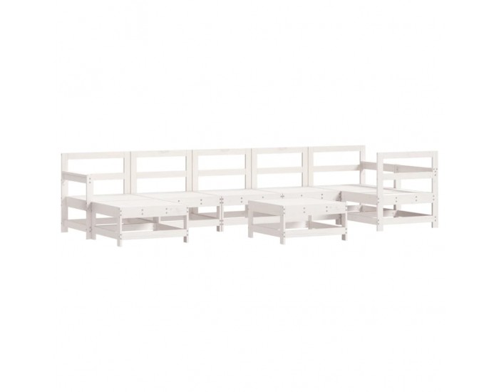Sonata Set mobilier de grădină cu perne, 8 piese, alb, lemn masiv
