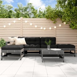 Sonata H Градински комплект с възглавници, 6 части, сив, дърво масив - Seturi pentru exterior
