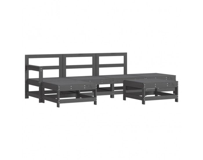 Sonata Set mobilier relaxare grădină&perne 6 piese gri lemn masiv pin