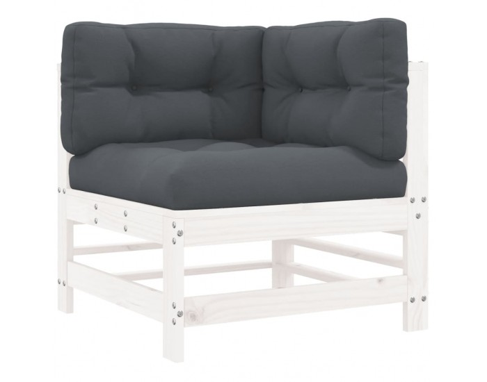 Sonata Set mobilier relaxare grădină&perne 6 piese alb lemn masiv pin