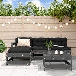 Sonata H Градински комплект с възглавници, 5 части, сив, дърво масив - Seturi pentru exterior