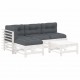 Sonata Set mobilier de grădină cu perne, 5 piese, alb, lemn masiv