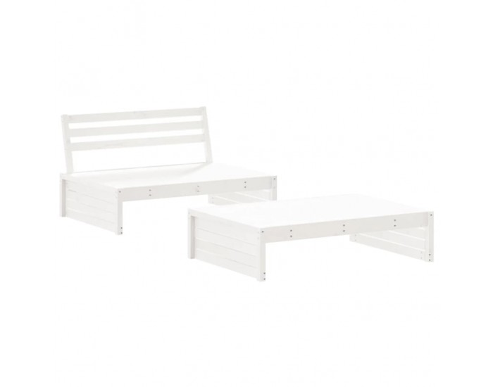 Sonata Set mobilier de grădină cu perne, 2 piese, alb, lemn masiv