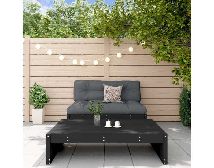 Sonata Set mobilier de grădină cu perne, 2 piese, negru, lemn masiv