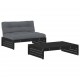 Sonata Set mobilier de grădină cu perne, 2 piese, negru, lemn masiv