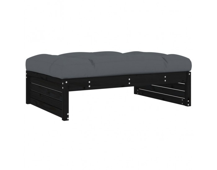 Sonata Set mobilier de grădină cu perne, 2 piese, negru, lemn masiv