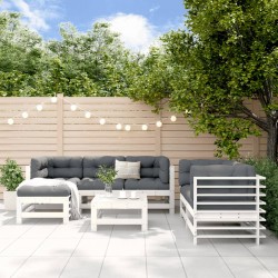 Sonata H Градински лаундж комплект, 7 части, бял, бор масив - Seturi pentru exterior