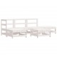 Sonata Set mobilier de grădină, 6 piese, alb, lemn masiv pin