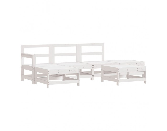 Sonata Set mobilier de grădină, 6 piese, alb, lemn masiv pin