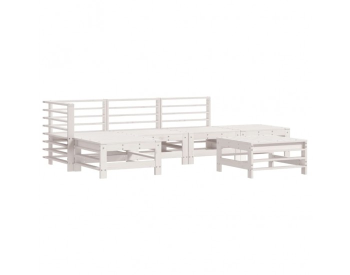 Sonata Set mobilier de grădină, 6 piese, alb, lemn masiv pin