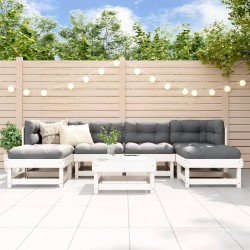 Sonata H Градински лаундж комплект, 7 части, бял, бор масив - Seturi pentru exterior