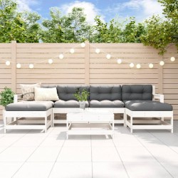 Sonata H Градински лаундж комплект, 7 части, бял, бор масив - Seturi pentru exterior