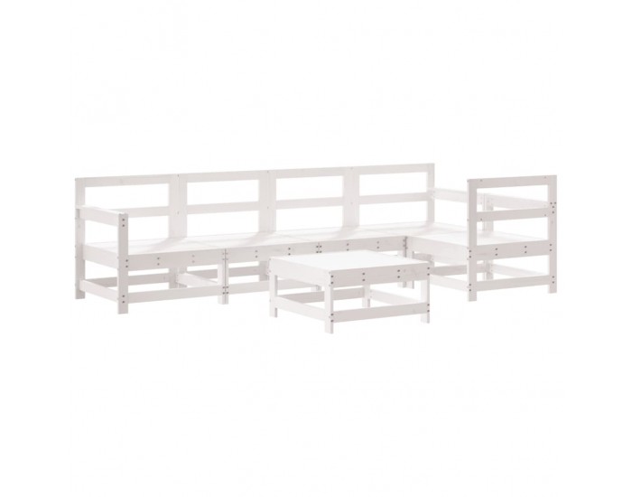 Sonata Set mobilier de grădină cu perne, 6 piese, alb, lemn masiv pin
