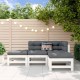 Sonata Set mobilier relaxare de grădină, 4 piese, alb, lemn masiv pin