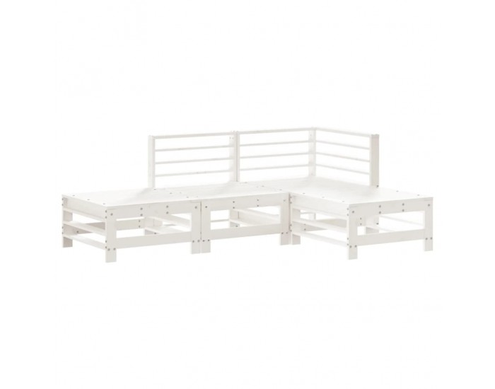 Sonata Set mobilier relaxare de grădină, 4 piese, alb, lemn masiv pin