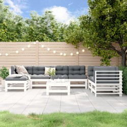 Sonata H Градински лаундж комплект, 8 части, бял, бор масив - Seturi pentru exterior