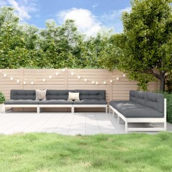 Sonata H Градински лаундж комплект от 6 части, бял, масивно дърво бор - Seturi pentru exterior