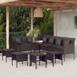 Sonata H Градински комплект с възглавници, 6 части, черен, полиратан - Seturi pentru exterior