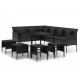Sonata Set mobilier de grădină cu perne, 6 piese, negru, poliratan