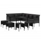 Sonata Set mobilier de grădină cu perne, 6 piese, negru, poliratan