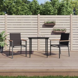 Sonata H Градински трапезен комплект 7 части черен текстилен и стомана - Seturi pentru exterior