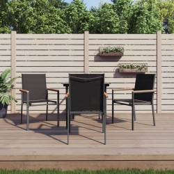 Sonata H Градински трапезен комплект 5 части черен текстилен и стомана - Seturi pentru exterior