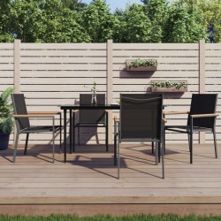 Sonata H Градински трапезен комплект 5 части черен текстилен и стомана - Seturi pentru exterior