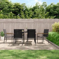 Sonata H Градински трапезен комплект 7 части черен текстилен и стомана - Seturi pentru exterior