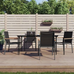 Sonata H Градински трапезен комплект 5 части черен текстилен и стомана - Seturi pentru exterior