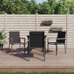 Sonata H Градински трапезен комплект 5 части черен текстилен и стомана - Seturi pentru exterior