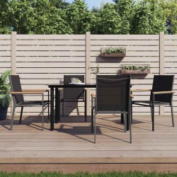 Sonata H Градински трапезен комплект 5 части черен текстилен и стомана - Seturi pentru exterior