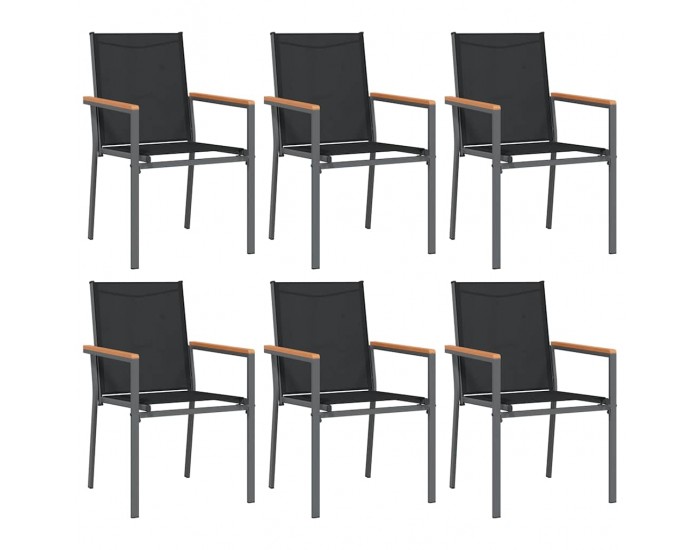 Sonata H Градински трапезен комплект 7 части черен текстилен и стомана