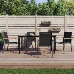 Sonata H Градински трапезен комплект 5 части черен текстилен и стомана - Seturi pentru exterior