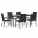 Sonata H Градински трапезен комплект 7 части черен текстилен и стомана
